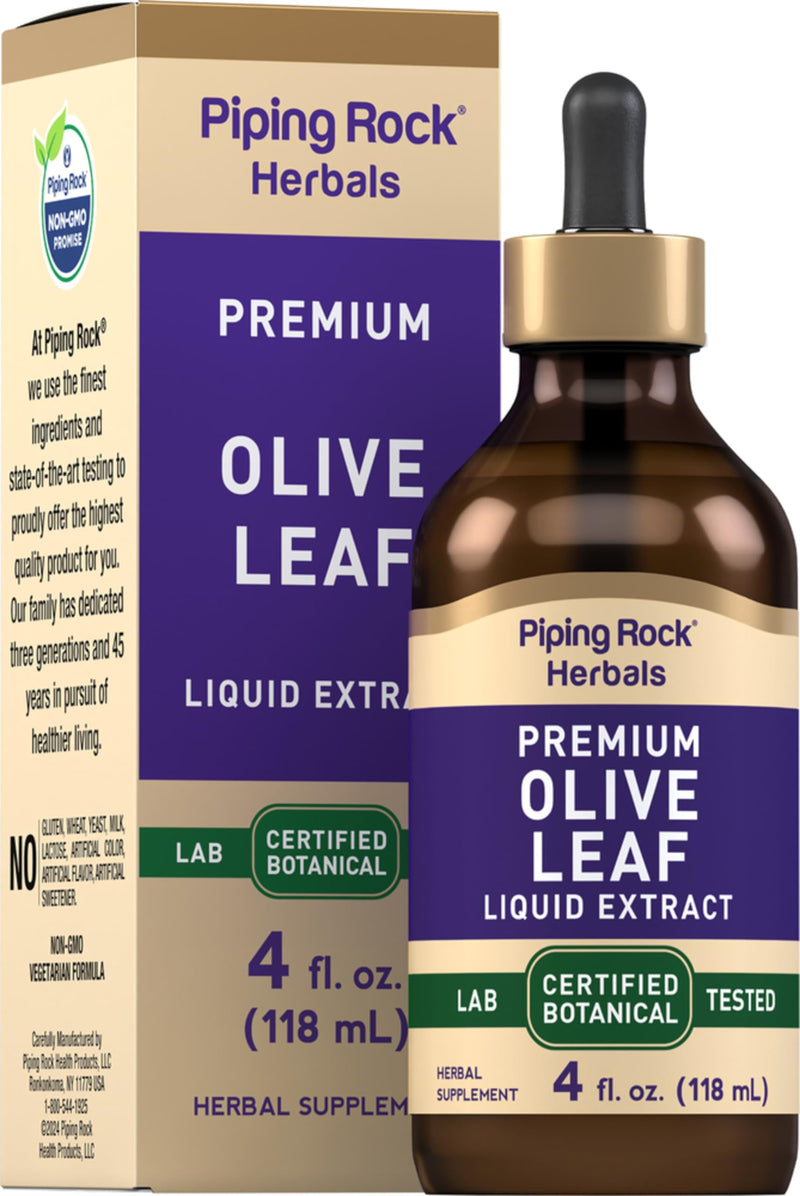 [Australia] - Piping Rock Olive Leaf Extract Liquid Tincture | 4 Fl Oz | Alcohol Free, Vegetarian | Non-GMO, Gluten Free 