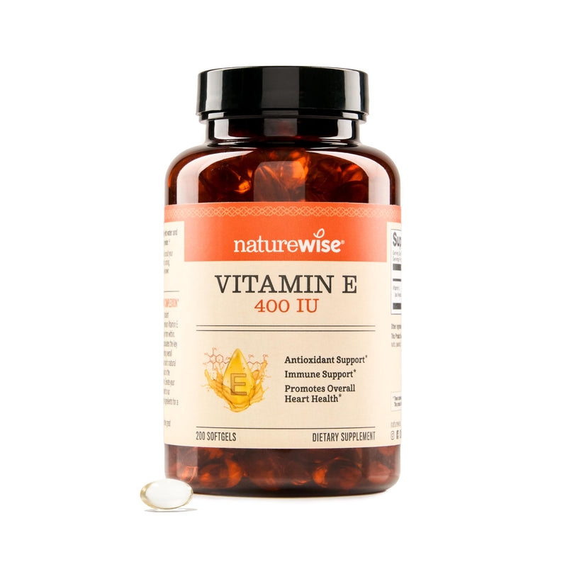 NatureWise Vitamin E 400 IU Softgels (180mg DL-Alpha) - Dairy, Gluten, and Soy Free, Non-GMO Antioxidant Dietary Supplement for Skin, Heart, Eye, and Immune Health Support - 200 Count 200 Count (Pack of 1)