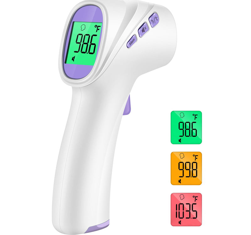 [Australia] - Forehead Thermometer for Adults, Kids & Babies, No-Touch Infrared Thermometer, Digital Thermometer with LCD Backlight Display, Fever Alarm and 1s Instant Reading - Purple 