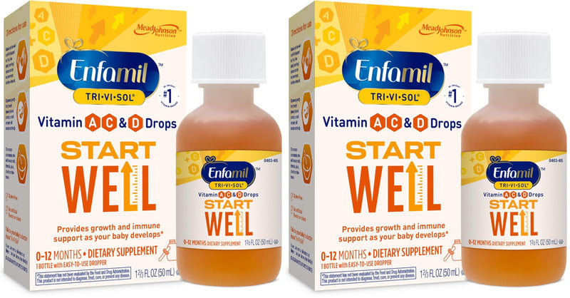 Enfamil Tri-Vi-Sol Infant Multivitamin Drops, Supports Growth & Immune Health for Babies, 50mL Bottle (Pack of 2) 1.69 Fl Oz (Pack of 2)