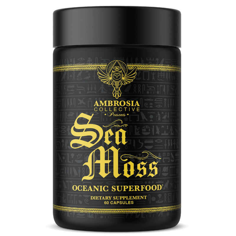 Ambrosia Organic Irish Sea Moss Capsules | Organic Sea Moss 500mg | Rich in Iodine, Potassium & Vitamins | Thyroid, Digestion & Immune Support | 120 Veggie Capsules (60 Day Supply)
