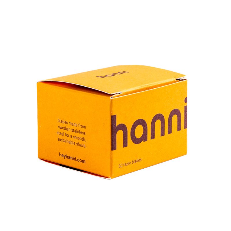 [Australia] - HANNI Safety Razor Blades, Double Edge, Single Blade Refills, Women Shaving for Sensitive or Any Body Area, Stainless Steel Swedish Blade for Smooth Skin Shave (1 Pack, 50, Count) 50 Count (Pack of 1) 
