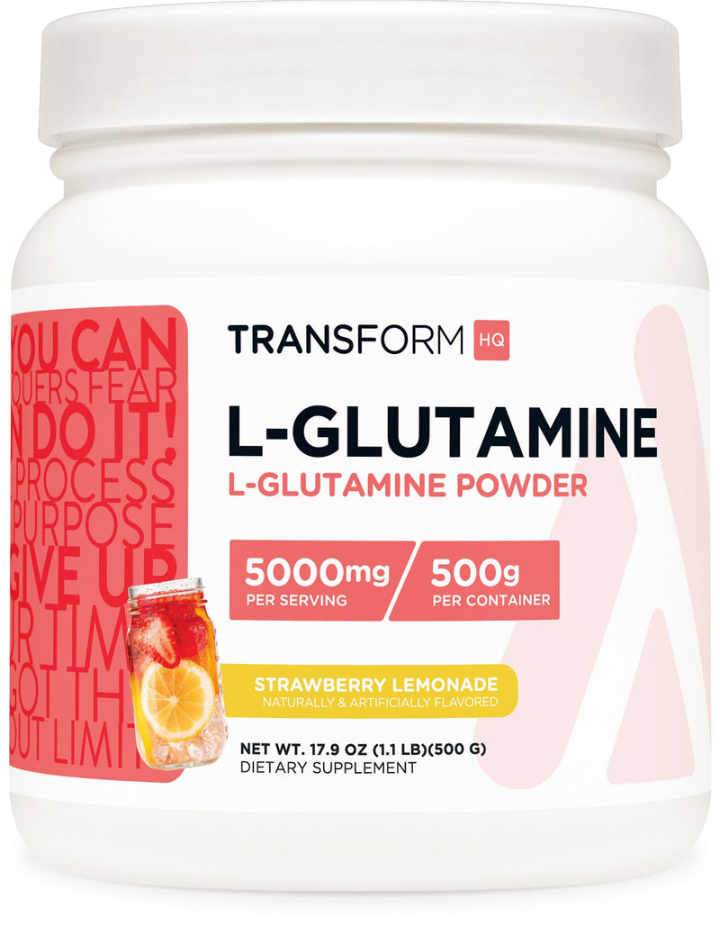 [Australia] - TransformHQ L-Glutamine Powder 500g (Strawberry Lemonade) - Gluten Free, Non-GMO Strawberry Lemonade 