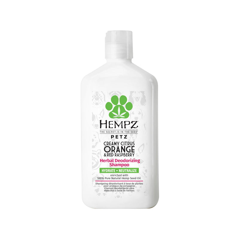 Hempz Petz Dog Shampoo, Creamy Citrus Orange & Red Raspberry Herbal Deodorizing Cleanser, 17 oz. - PawsPlanet Australia