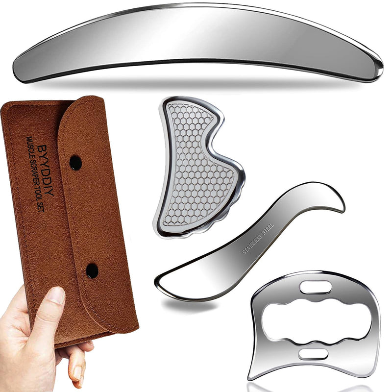 [Australia] - BYYDDIY 4 in 1 Muscle Scraper Tool Kit,Scraping Massage Tools for Physical Therapy,Derma Edge Massage Tool & GuaSha Massage Scraper Tool 