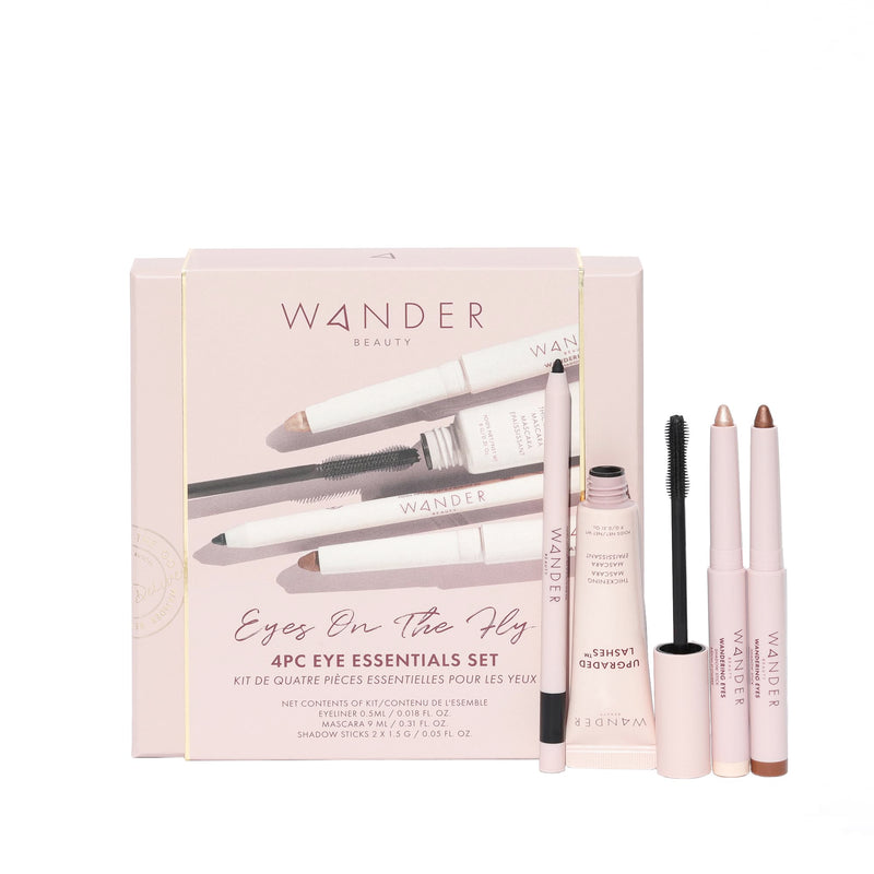 [Australia] - Wander Beauty Eyes on the Fly - 4 Piece Beauty Gift Set - Includes Skyliner, Upgraded Lashes Thickening Mascara, & 2 Wandering Eyes Cream Eyeshadow Sticks - Cruelty Free Natural Beauty Gifts 
