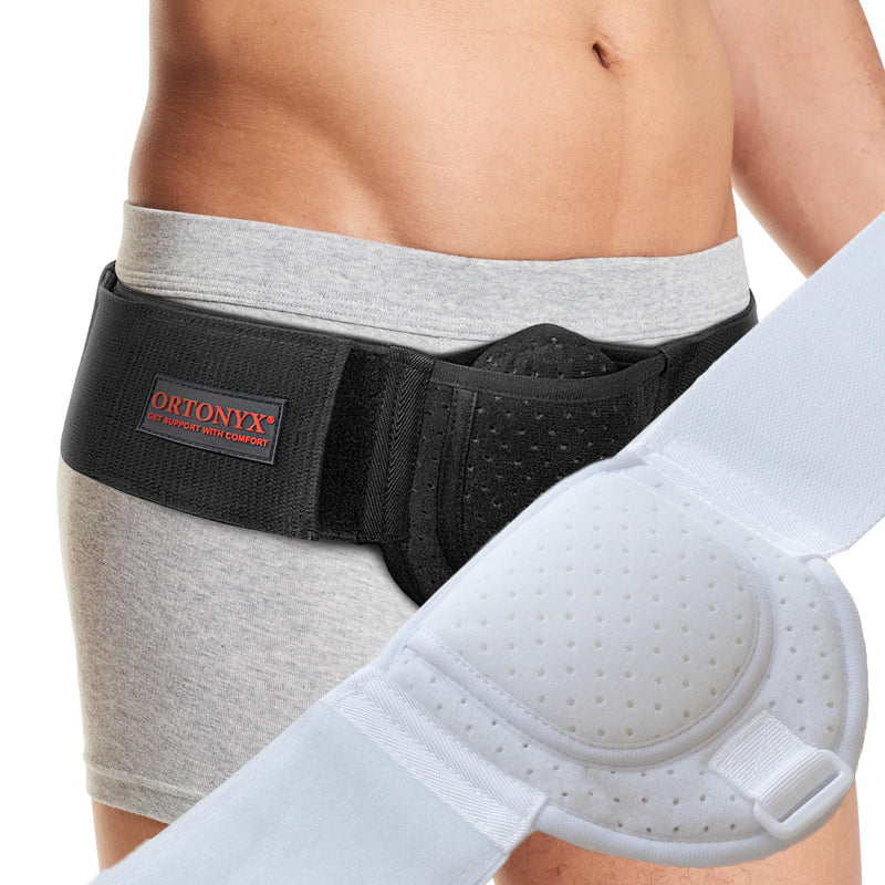 ORTONYX Black & White Inguinal Hernia Belt Bundle - S/M