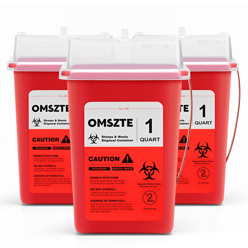 [Australia] - 3Pack Sharps Container for Home Use, Needle Disposal Containers, Biohazard Containers, Syringe Disposal, Small Portable Container for Travel, Professional Sharp Waste DisposalÔºà1Quart 3 Pack - 1 Quart 