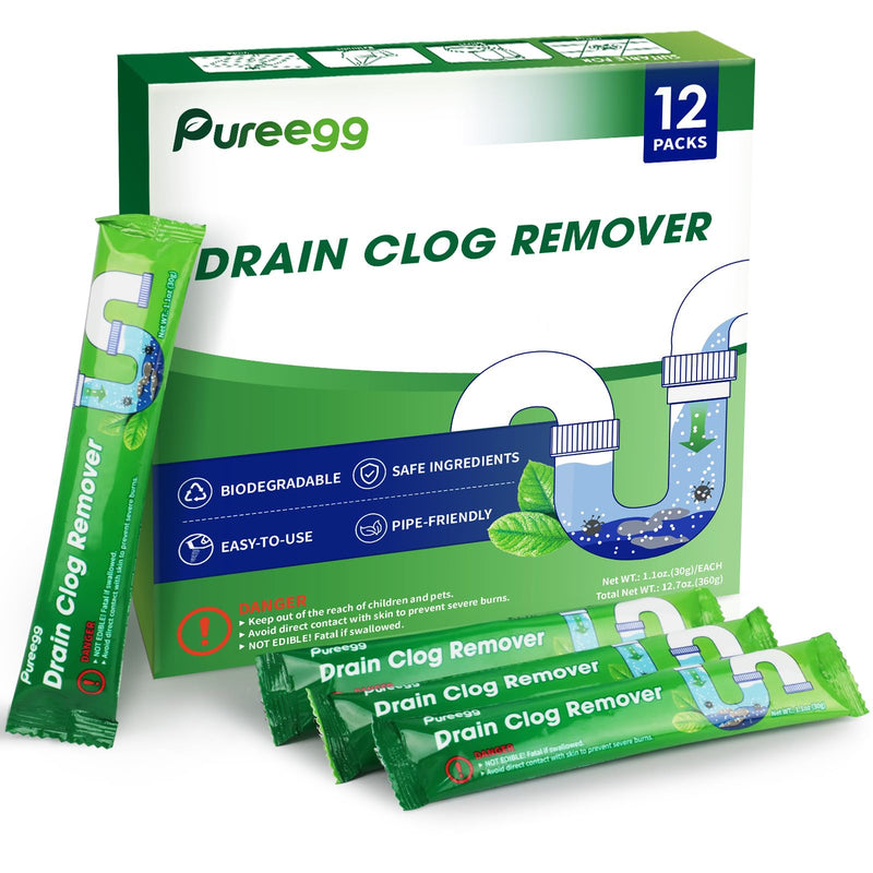 [Australia] - Drain Clog Remover - 12 Pack Drain Cleaner Hair Clog Remover, Powerful Sink Drain Cleaner for Clogged Drain, Easy-to-Use Shower Drain Cleaner, Pipe-Friendly Sink Cleaner and Deodorizer 1 Count(Pack of 12) 