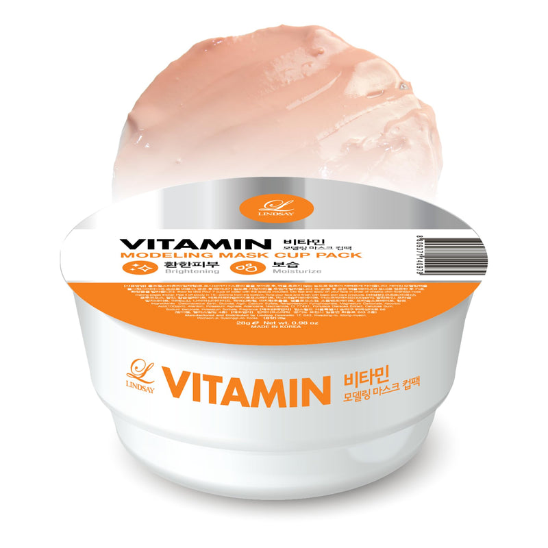 LINDSAY Vitamin Modeling Mask Cup Pack - Korean Skin Care Face Mask Modeling Pack – Single-Use Soothing Moisturizing Face Mask w/Spatula Spoon – Spa Facial Peel-off Mask (6 ea, 0.36 lb)