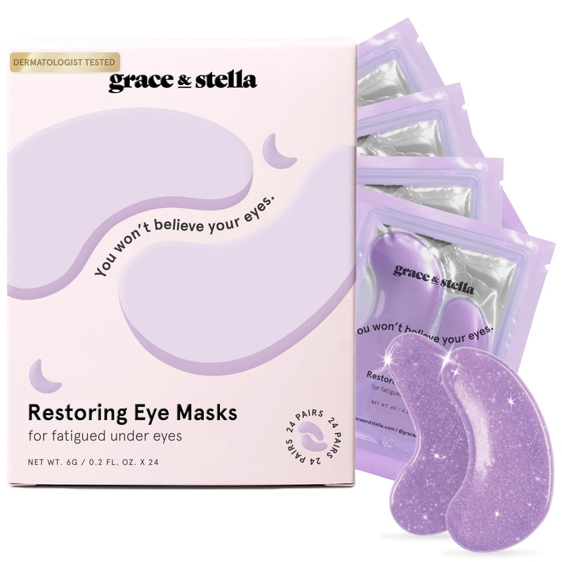 [Australia] - grace & stella Purple Eye Treatment Gels - Dermatologist Tested - Under Eye Masks With Retinol - Restoring Under Eye Patches for Puffy Eyes and Dark Circles - Vegan, Cruelty-Free, 24 Pairs 