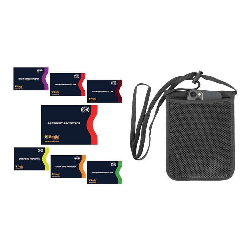 Complete RFID Travel Security Set: Sleeve Protectors and Neck Wallet for Ultimate Protection