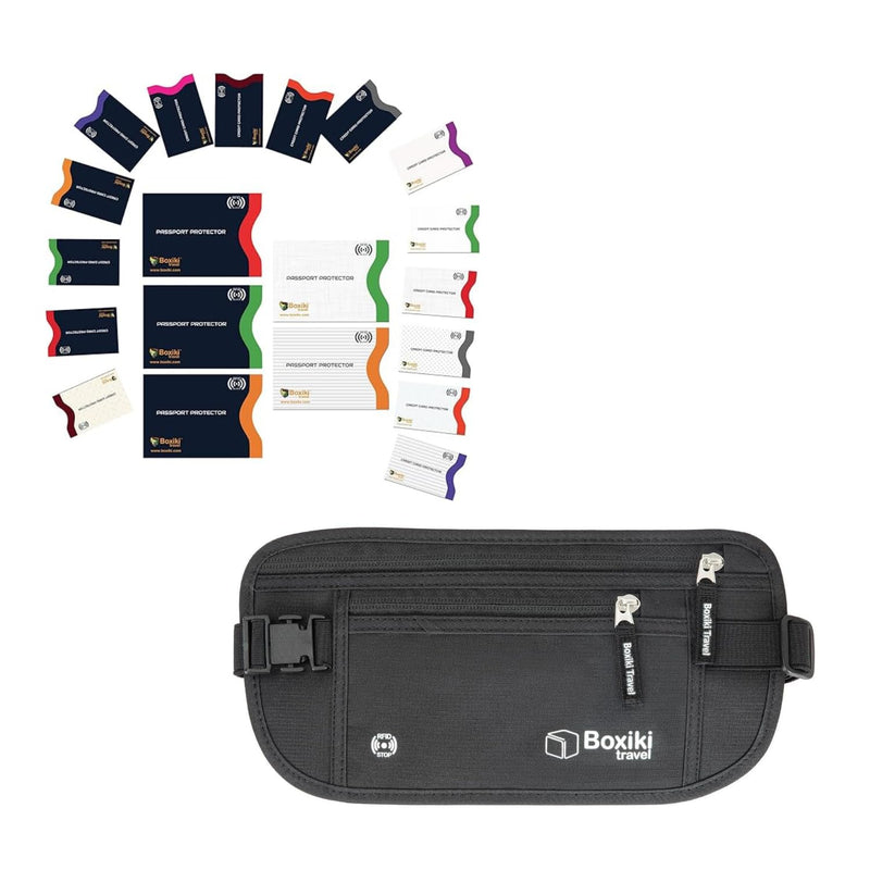 Boxiki Travel RFID Protection Kit: Sleeves and Money Belt - Secure Your Essentials with Confidence