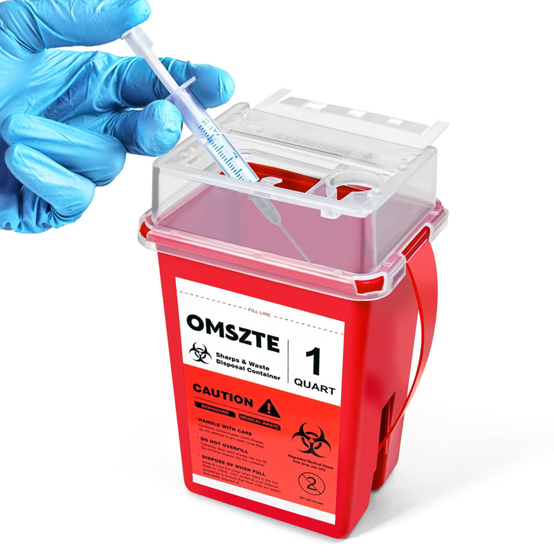 [Australia] - Sharps Container for Home Use, Needle Disposal Containers, Biohazard Containers, Syringe Disposal, Small Portable Container for Travel, Professional Sharp Waste Disposal 1Quart（1 Pack） 1 Pack - 1 Quart 