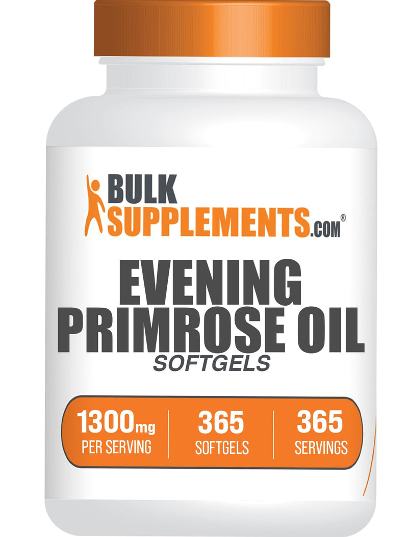 BulkSupplements.com Evening Primrose Oil Softgels - GLA Supplements, Evening Primrose Oil 1300mg - Gluten Free, 1 Softgel per Serving, 365 Count (Pack of 1) 365 Count (Pack of 1)