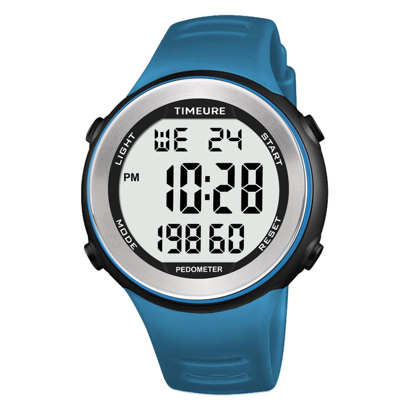 [Australia] - Sports Waterproof Pedometer Watch for Walking No Charging, No App Connection, with EL Backlight. Simple, Practical Choice for Mobile-Free Fitness Enthusiasts TIMEURE-2308 blue 