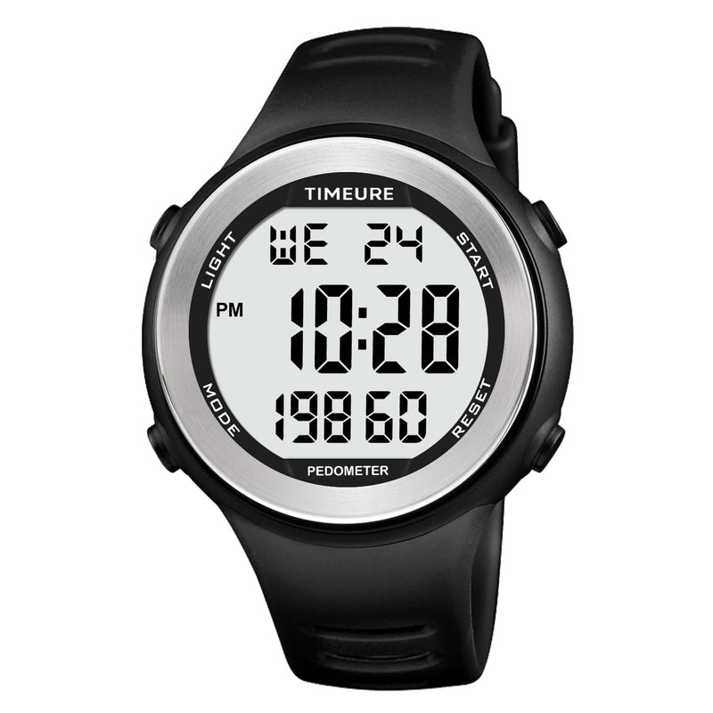 [Australia] - Mens Pedometer Watch for Walking Step Counter Watch No Charging, No App Connection, with EL Backlight. Simple, Practical Choice for Mobile-Free Fitness Enthusiasts TIMEURE-2308 black 