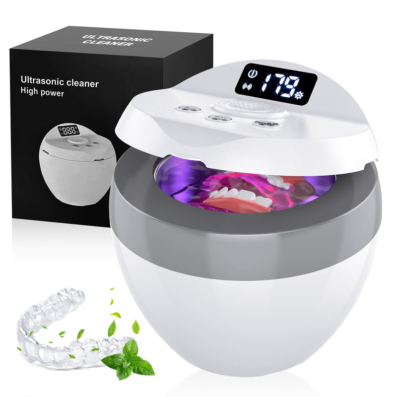 [Australia] - Ultrasonic Retainer Cleaner, 200ML Denture Cleaner for Mouthguard, Aligner and All Dental Appliance with 4 Digital Timer, 45kHz Diamond Cleaner for Rings Jewelry Cleaning, with Cleaning Basket 