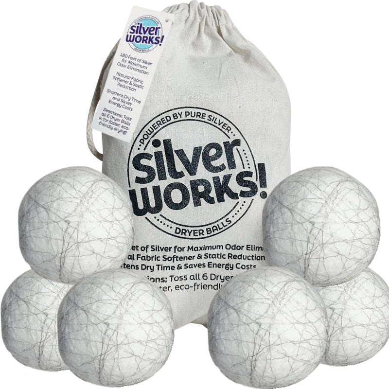 [Australia] - Wool Dryer Balls Laundry Reusable - Odor Eliminating Dryer Laundry Balls with Silver Technology - Natural Fabric Softener and Static Reducer, Reduce Drying Time and Energy Costs - 6 Pack 