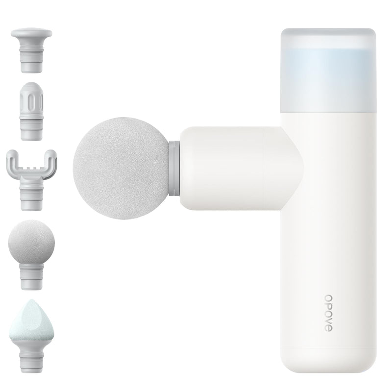 [Australia] - opove M3 Mini Massage Gun for Back Pain Relief, with Facial Mode, 7mm Amplitude, 4 Vibration Levels Ultralight Portable and Rechargeable Fascia Gun Active Recovery Women Presents White 