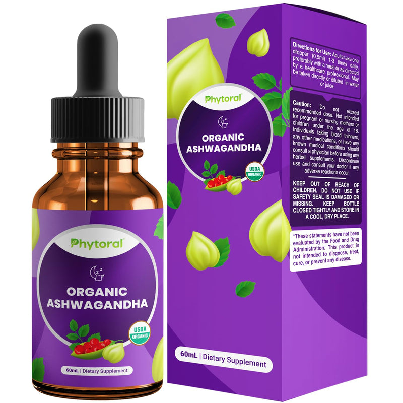 [Australia] - Organic Ashwagandha Liquid Drops for Adults - Potent Liquid Ashwagandha Root Extract for Energy and Mood Support - Liquid Ashwagandha Tincture Vegan - Non-GMO Gluten & Alcohol-Free (60 Servings) 60 Servings 