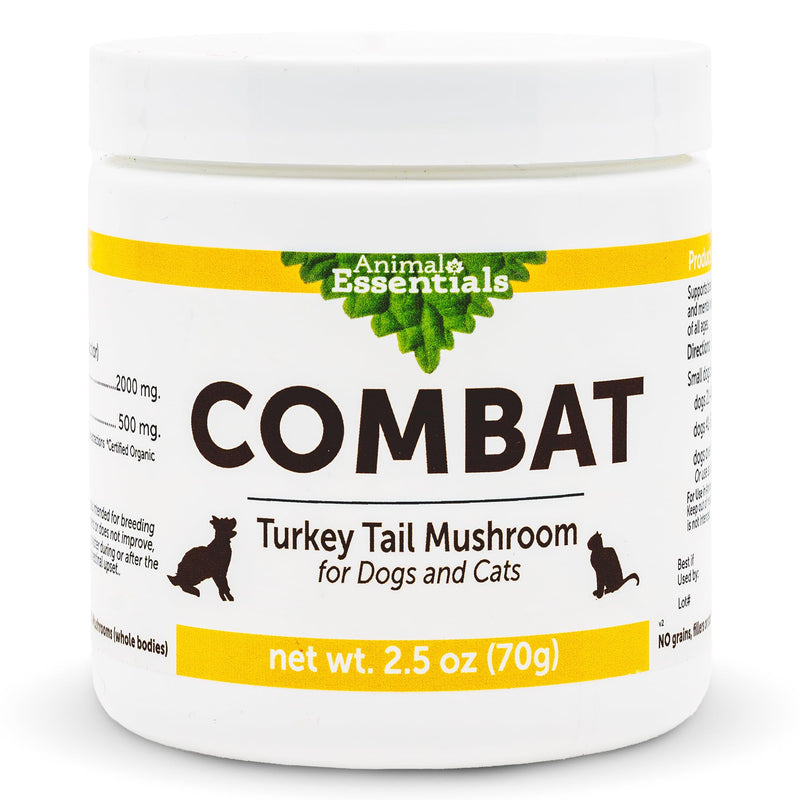 Animal Essentials Combat Turkey Tail Mushroom Supplement for Dogs & Cats - Critical Immune Defense, Supports Cognitive Function, Mushroom Powder Extract, Organic Turkey Tail - 2.5 Oz (Pack of 1) - PawsPlanet Australia