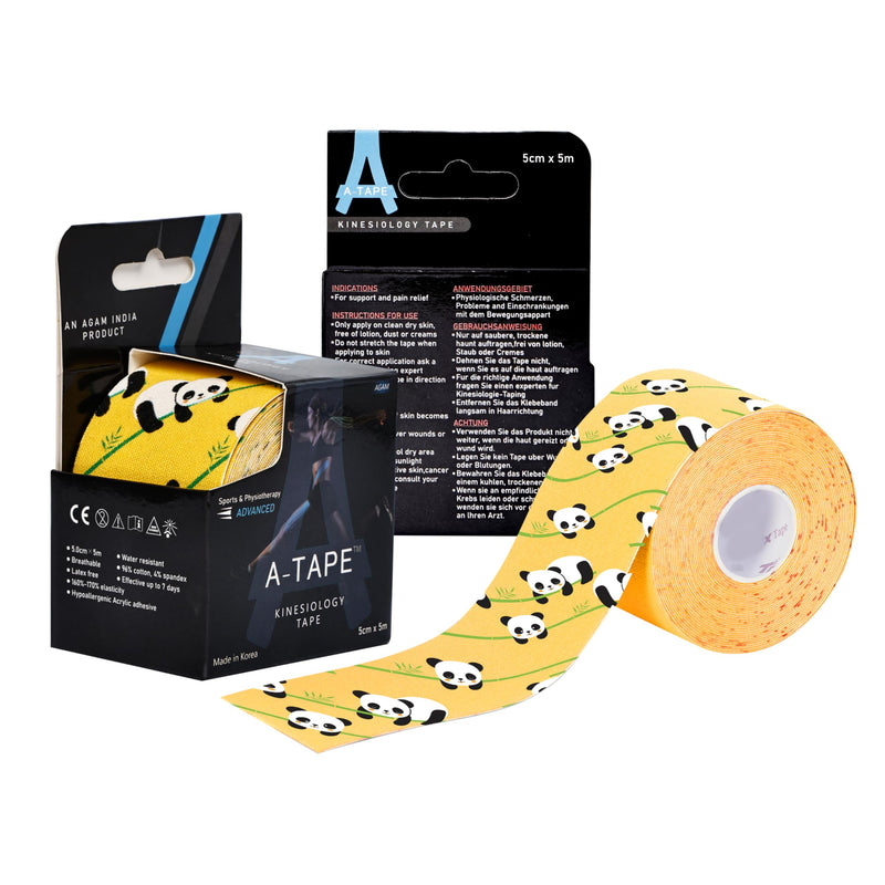 Waterproof Kinesiology Tape - 5m x 5cm, Latex-Free, Breathable Athletic Tape for Injury Support, Muscle Pain Relief, Joint Support & Physiotherapy (Panda) Panda