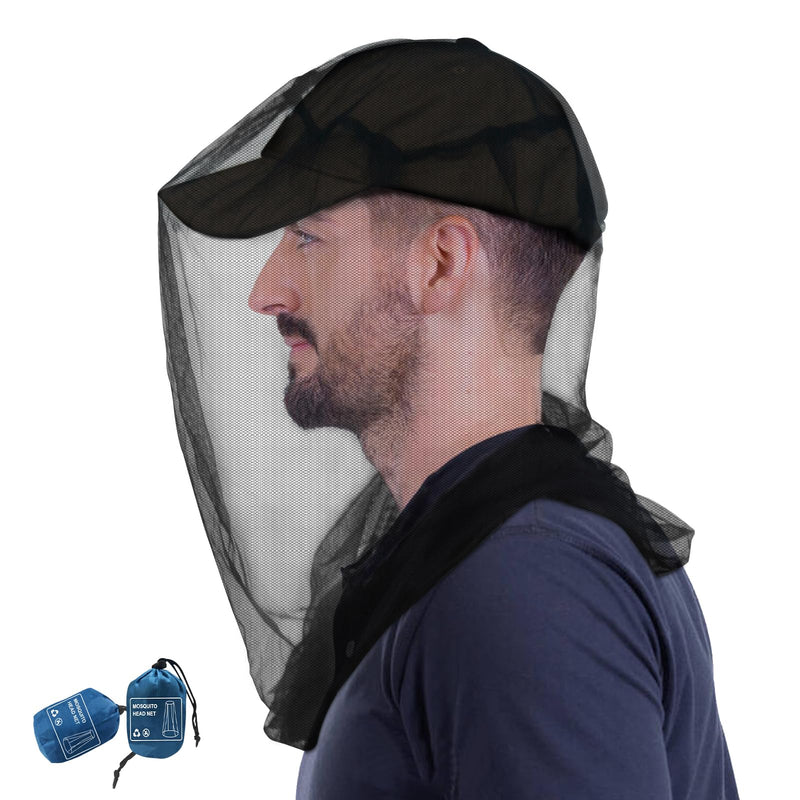[Australia] - South to East Premium Mosquito Head Net for Insect, 2 Pack, Fly & Bug Protection | Ultra Large & Long, Extra Fine Holes for Camping, Hiking, Finshing, Gardening, Safari, Fits All Hats for Men & Women 2-Pack 