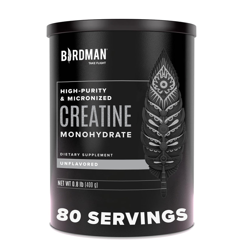 [Australia] - BIRDMAN Micronized Creatine Monohydrate Powder, Muscle Recovery, Caffeine free, Creatine Pre workout, Vegan, Post workout, Gluten free, Sugar free | 80 Servings (5 grams each) | 0.8lb 400g 