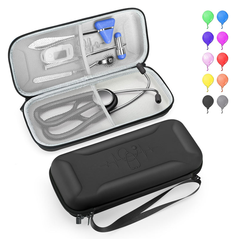 [Australia] - Stethoscope Case for 3M Littmann Classic III,Lightweight II S.E. Cardiology IV,Nurse Gift Hard Organizer Portable Carry Travel Cover Storage Bag with Vital Medical Supplies Black A 