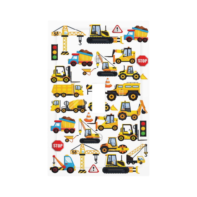 [Australia] - Transport Boys Kids Construction Trucks Cartoon Transportation Car Tractor Vehicles 1 Gang Electrical Single Toggle Device Switch Wall Plate Jumbo Size Decorative Outlet Light Switch Cover Faceplate 1 Gang Toggle Cartoon Kids Car Truck 