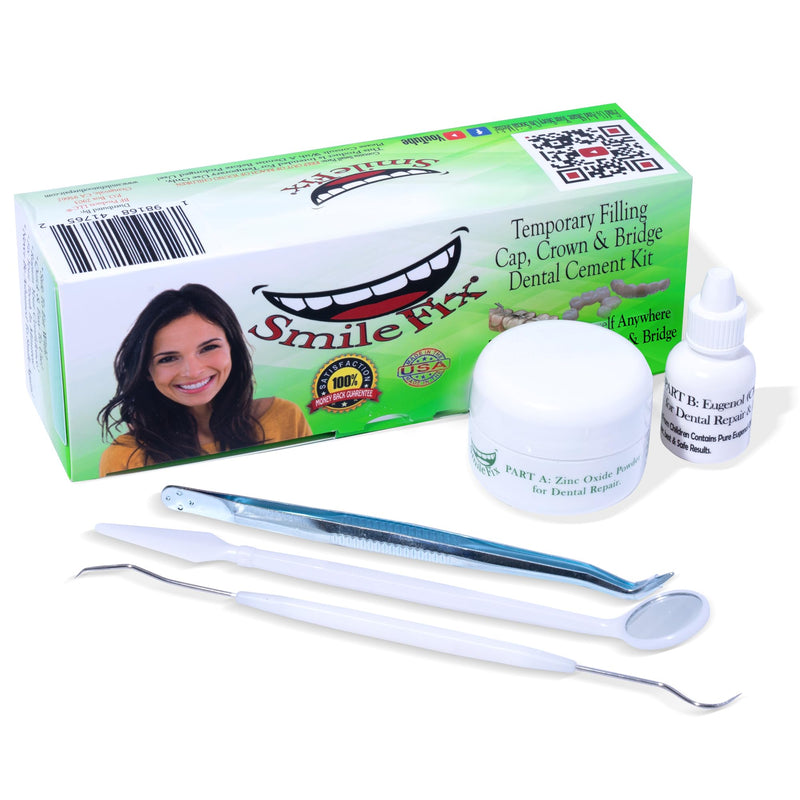 [Australia] - BF Products SmileFix Filling, Cap, Crown & Bridge Dental Repair Kit - Sturdy Zinc Oxide & Eugenol Oil Cement - Temporary Teeth Fix - Glue for Crowns & Bridges - Tooth Repairs - Smile Confidently 
