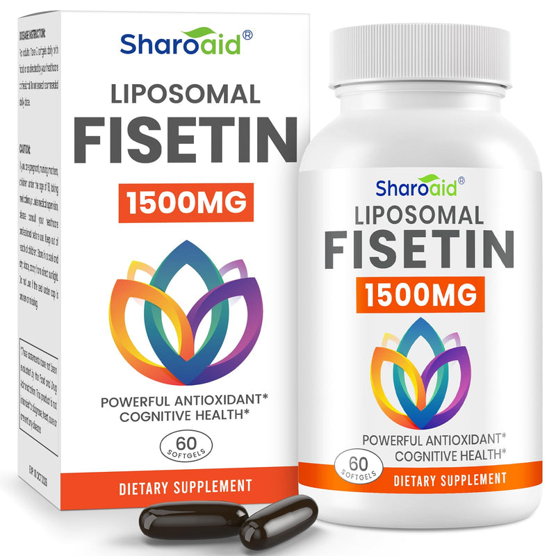 1500mg Fisetin Supplements - Powerful Absorption with Liposomal Delivery,98% Pure Fisetin,Polyphenol Antioxidant for Healthy Aging,Non-GMO - 1 Bottles, 60 Softgels for Adults 60 Count (Pack of 1)
