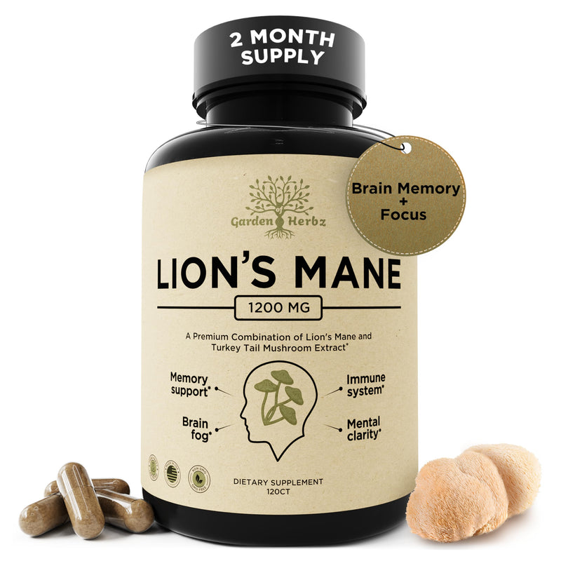 [Australia] - Lions Mane Supplement Capsules with Turkey Tail ‚Äì Nootropic Brain Fog, Focus, Memory, Nerve Function, & Immune Support Supplement ‚Äì Non-GMO 1200 Mg Lions Mane Mushroom Supplement, 120 Caps. 120 Count (Pack of 1) 