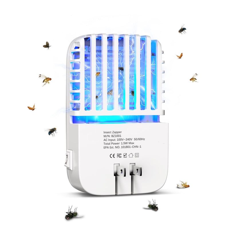 [Australia] - Mosalogic Bug Zapper Indoor Electronic Fly Swatter Plug-in Flying Insect Killer with UV Light for Indoor Use Compact Bug Zappers for Flying Insects, Gnats, Moths, Flies (White-1pack) 