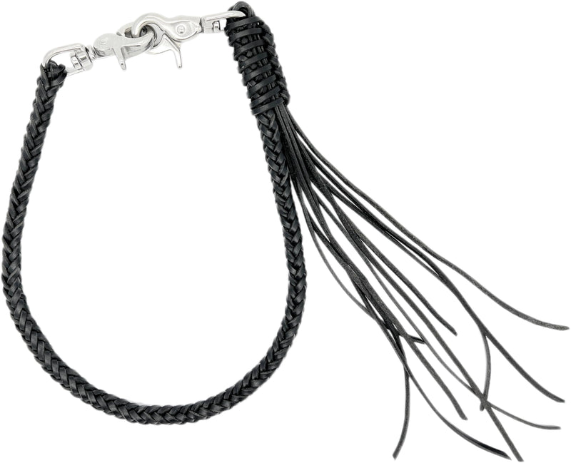 Braided Genuine Leather Wallet Chain With Swivel Trigger Snap ，Stylish Biker Punk Key Chain For Men Black 2
