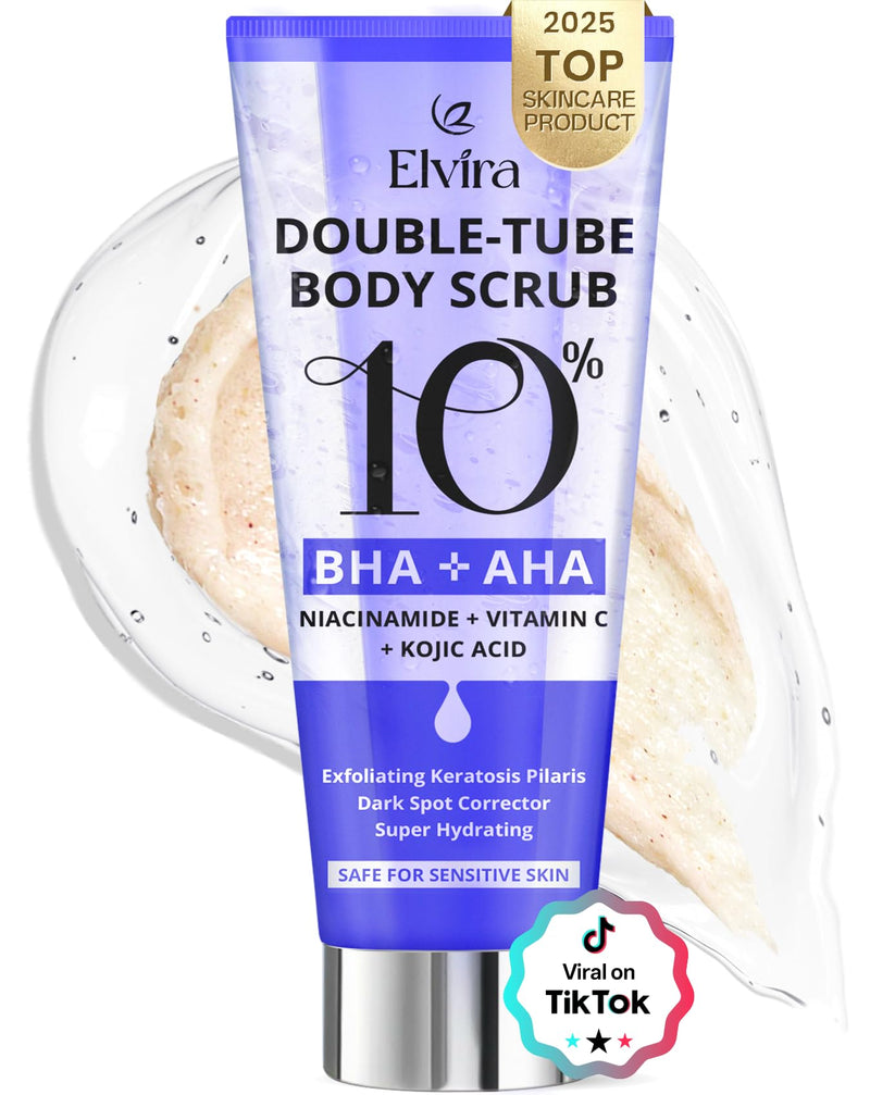 [Australia] - Elvira KP Bump Eraser Foot & Body Scrub, Exfoliating Scrub for Keratosis Pilaris, Smooth Skin with 10% AHA BHA & Niacinamide, Deep Moisturizing Cleanser for All Skin Types, Exfoliante para el Cuerpo UNSCENTED 
