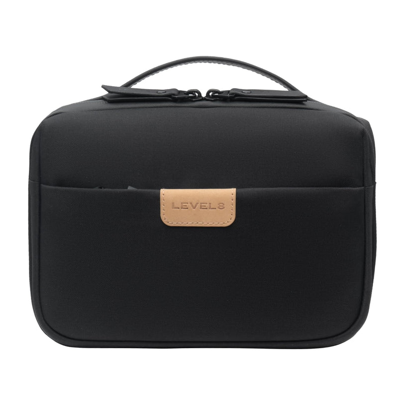LEVEL8 Travel Toiletry Bag for Men Women, Water Repellent Shaving Bag for Toiletries Accessories, Storage Bags with Divider and Handle, Small/Black Black