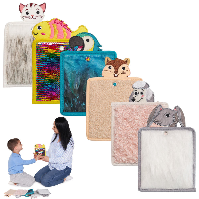[Australia] - Sensory Mats | Sensory Wall Panel for Kids | Sensory Tiles Pets 6-Pack | Toddler Classroom Must Haves | Sensory Mats for Autistic Children | Tactile Sensory Toys | Texture Fabric 