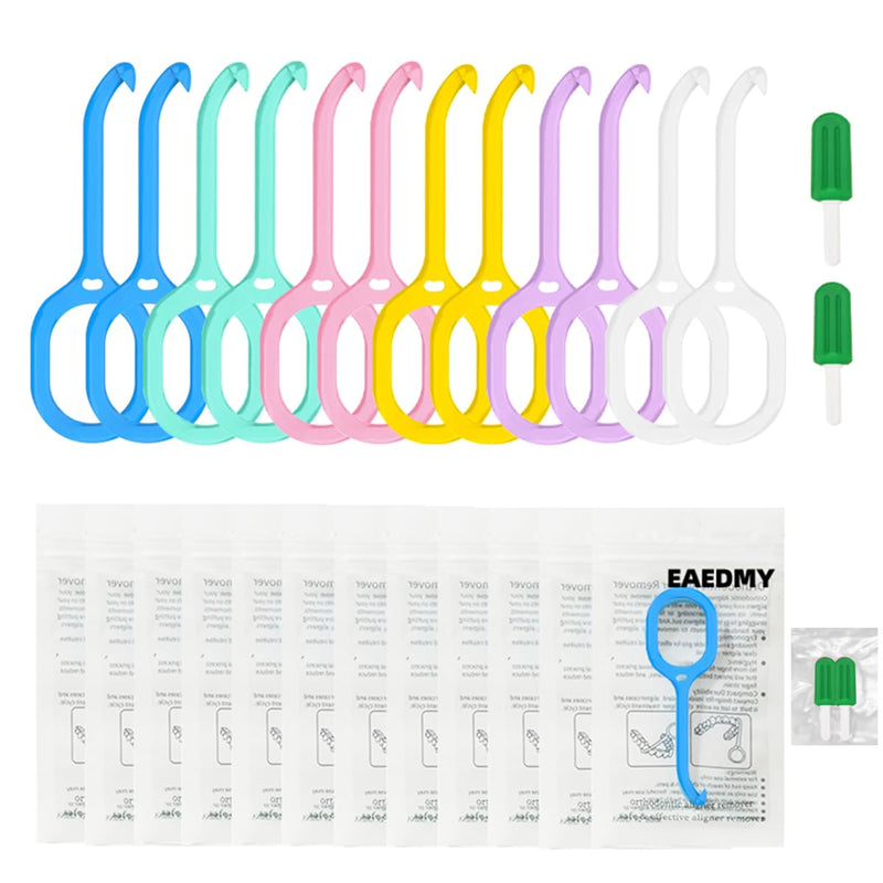 [Australia] - 12PCS Clear Aligner Removal Tools with 2 PCS Aligner Chewies Accessories for Invisible Retainers and Dentures, Dental Orthodontic Aligner Removal Tool Kit (3.Mint) 3.mint 