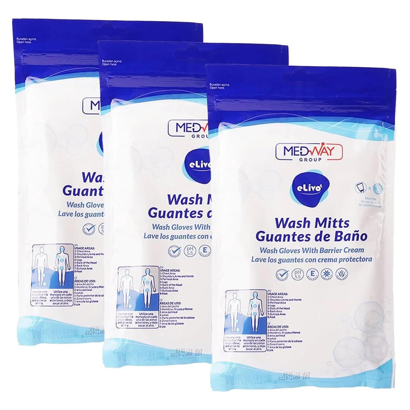 [Australia] - MedVance Fragranced Large and Durable Wash Mitts | Rinse Free Microwaveable Adult Bed Bath Durable Skin Cleansing Cloths | Wet Wash Gloves | Incontinence Wash Cloths | 24 Count 