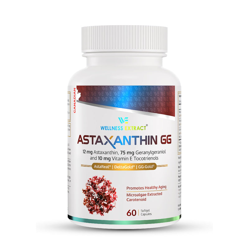 [Australia] - Astaxanthin-GG Natural AstaREALTM Astaxanthin MicroAlgae for Eye & Skin Health, Geranylgeraniol, Vitamin E Tocotrienol DeltaGold, Healthy Aging, Antioxidant Health; 60 Softgels. 