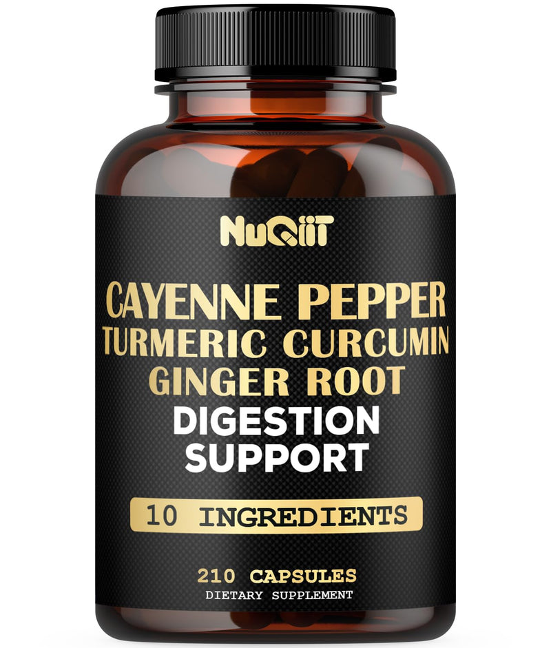 [Australia] - Extract 10:1 Cayenne Pepper Supplement with Turmeric Curcumin Root, Ginger Root, Ceylon Cinnamon Bark & More - Immune System, Joint Health & Digestive Health Support - 210 Capsules 