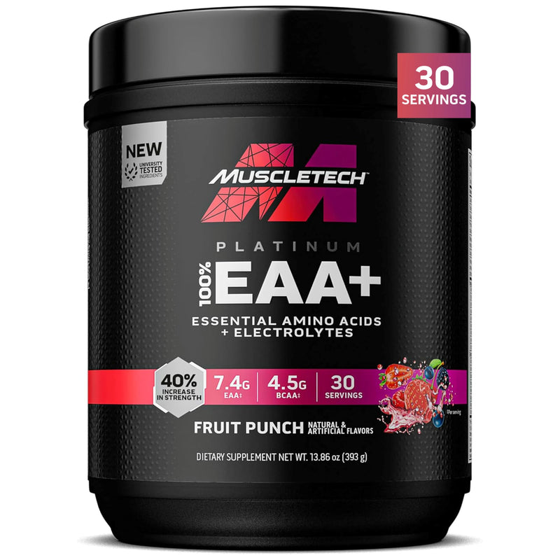[Australia] - MuscleTech Platinum Essential Amino Acids Supplement with Electrolytes, Fruit Punch - Pre-Workout Powder for Energy, Muscle Growth & Strength Builder - EAA Complex for Men & Women - 30 Servings 