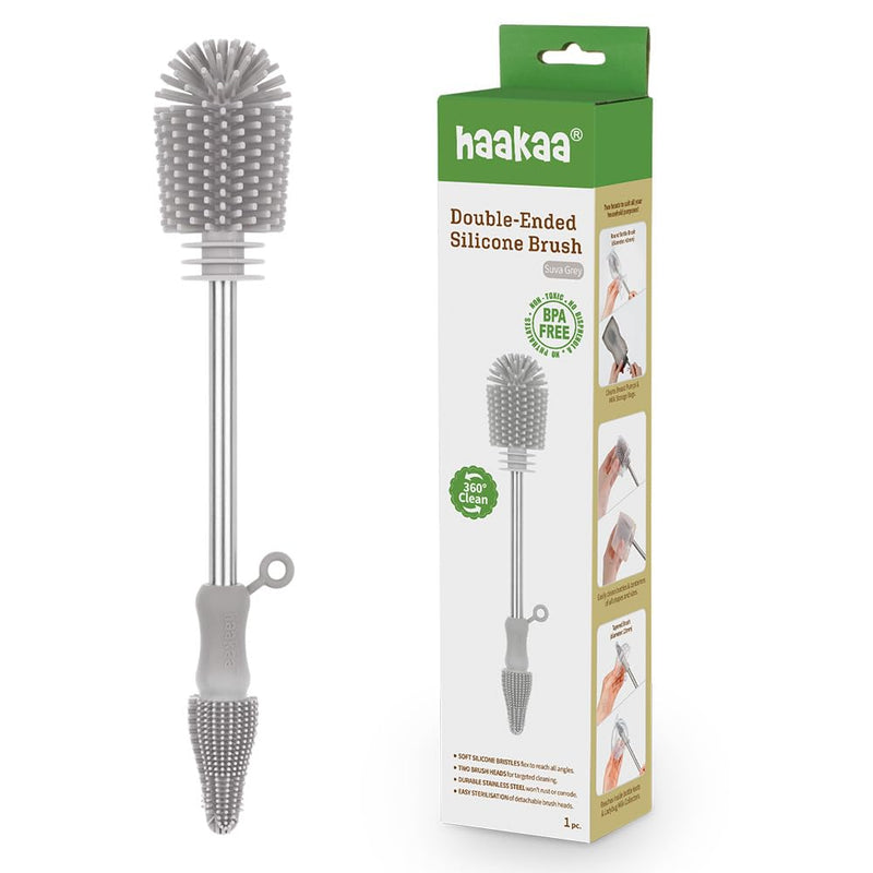 [Australia] - Haakaa Silicone Cleaning Brush Kit ‚Äì Household Cleaning Brushes for Bottles and Crevices ‚Äì Food-Grade Silicone: Dishwasher Safe (Brush-Grey) Brush-grey 