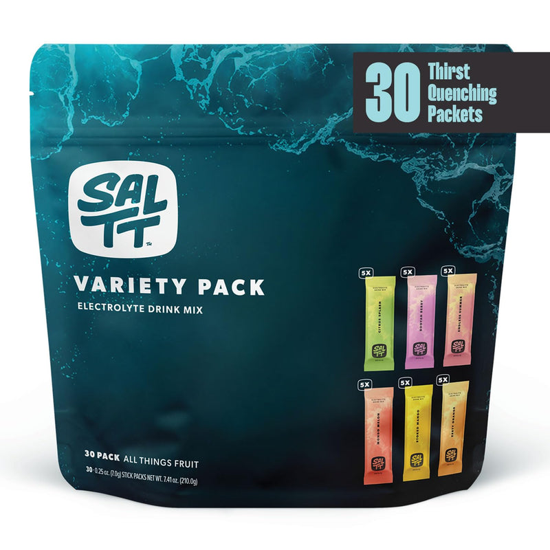 [Australia] - SALTT Electrolytes Powder Flavored Drink Mix - All Things Fruit - 30 Hydration Packets - Magnesium, Potassium, Sodium, Trace Minerals - Zero Sugar & Gluten Free - Travel Essentials - By Keto Chow Variety - Fruity 