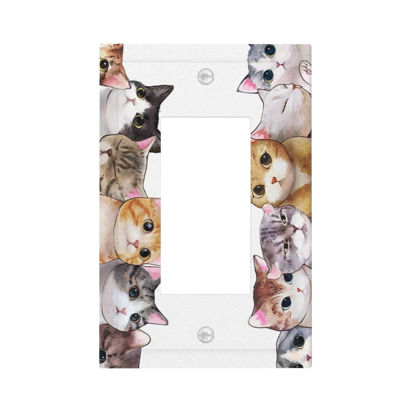 [Australia] - Decorative Outlet Wall Plate Lovely Kitten Cats 1 Gang Rocker Decorative Switchplate Faceplate Gfci Light Switch Covers for Farmhouse Home Decor 1-Gang Rocker /5 x 3 IN 