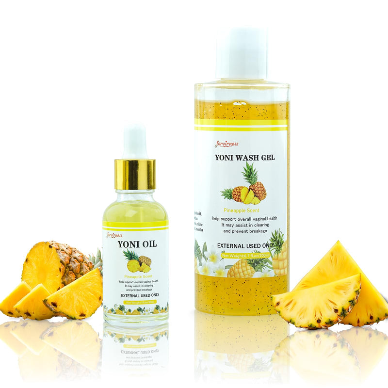 [Australia] - Natural Yoni Wash Yoni Oil Set, Feminine Wash for Women ph Balance, 1 fl.oz Feminine Oil & 6.7 fl.oz Intimate Vaginal Wash - Pineapple Scent 