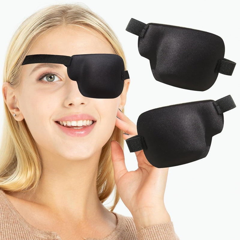 [Australia] - 2Pcs 3D Eye Patches for Adults, Adjustable Medical Eyepatch for Lazy Eye, Large Black(Left and right) 