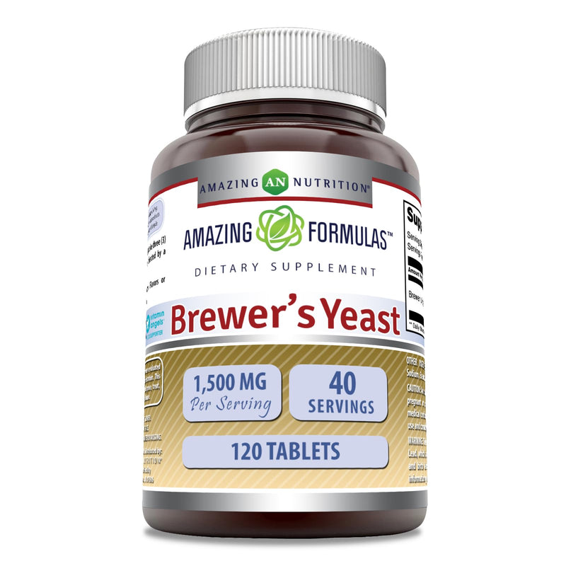 [Australia] - Amazing Formulas Brewers Yeast Supplement | 1500 Mg Per Serving | 120 Tablets | Non-GMO | Gluten Free | Made in USA 120 Count 